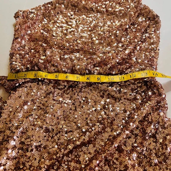 Aidan Mattox One Shoulder Sequin Tie Side Dress Size 6 - Picture 5 of 7